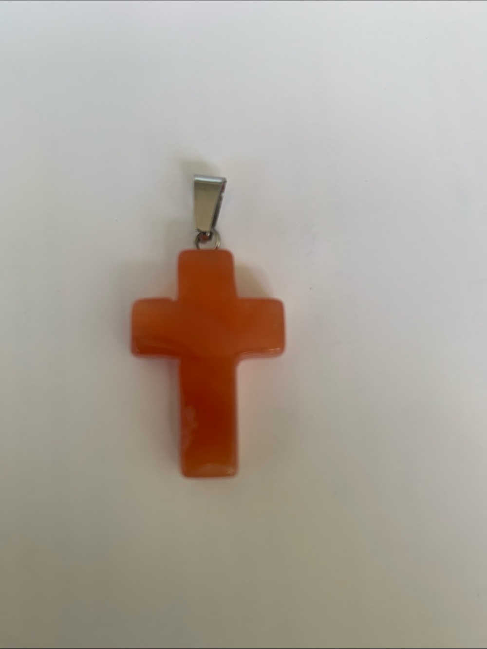 Polished Orange Cross Pendant Necklace